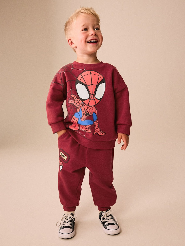 Red Spidey Crew Neck Sweat and Jogger Set (9mths-8yrs) - Red / 12 - 18 Months (80 - 86cm)