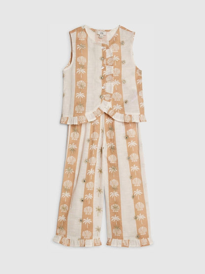 River Island Cream Shell Stripe Waistcoat &amp; Trousers Set - Size 12-18 Months (80-86cm)