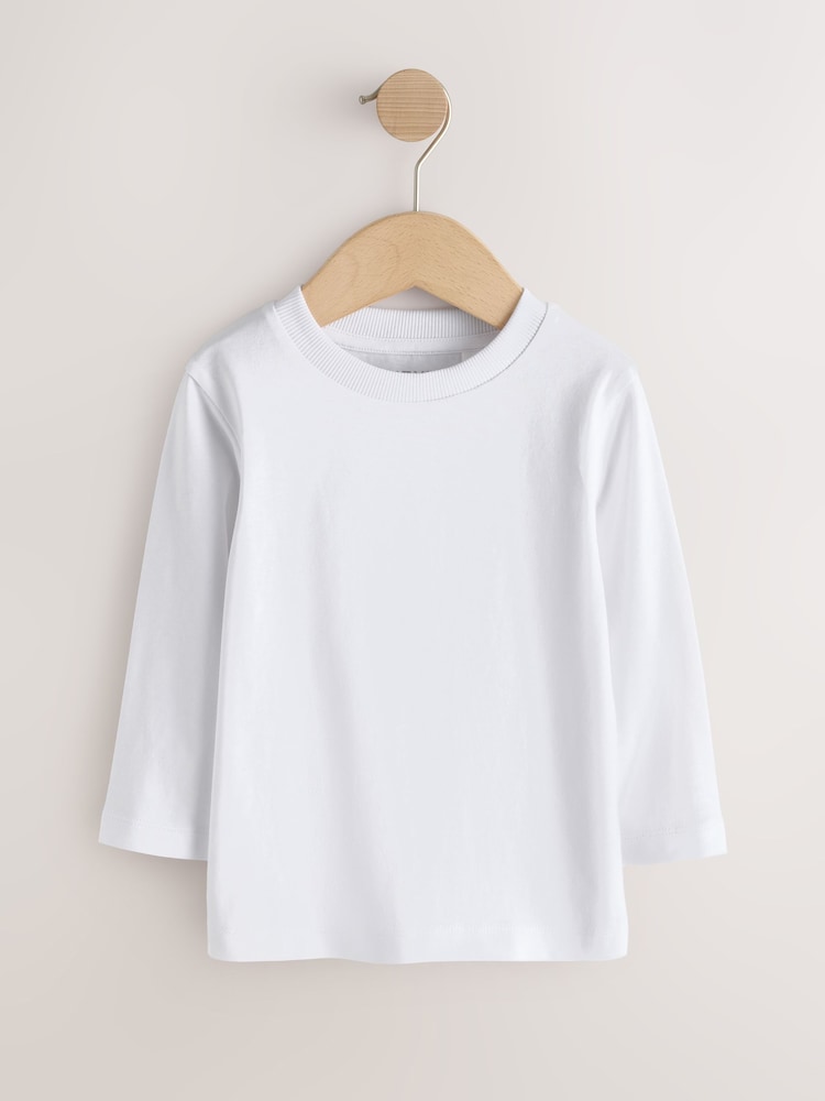 White 5 Pack Long Sleeve T-Shirts (3mths-7yrs)