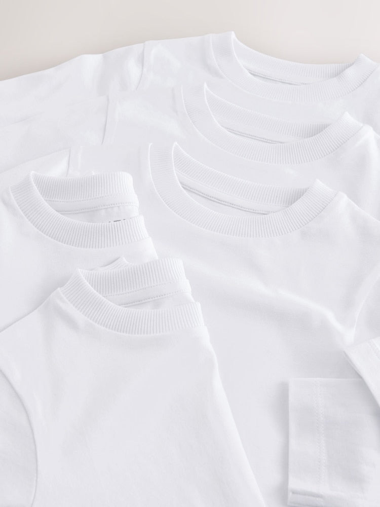 White 5 Pack Long Sleeve T-Shirts (3mths-7yrs)