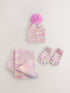 Pink Rainbow Hat Gloves & Scarf Set 3 Piece (3-16yrs) - Pink Rainbow / 11 - 13 Years (146 - 158cm)