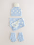 Blue Spot Hat Gloves & Scarf Set 3 Piece (3-16yrs) - Blue Spot / 11 - 13 Years (146 - 158cm)