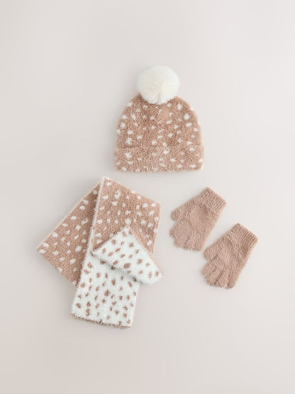Animal Deer Hat Gloves &amp; Scarf Set 3 Piece (3-16yrs) - Animal Deer / 11 - 13 Years (146 - 158cm)