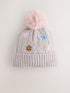 Mink Brown Flower Pom Beanie Hat (3mths-16yrs) - Mink Brown Flower / 11 - 13 Years (146 - 158cm)