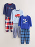 Blue/Navy Emergency Vechiles Check Woven Bottom Pyjamas 3 Pack (9mths-12yrs) - Blue/Navy Emergency Vechiles Check Woven Bottom / 10-11 Years (140-146cm)