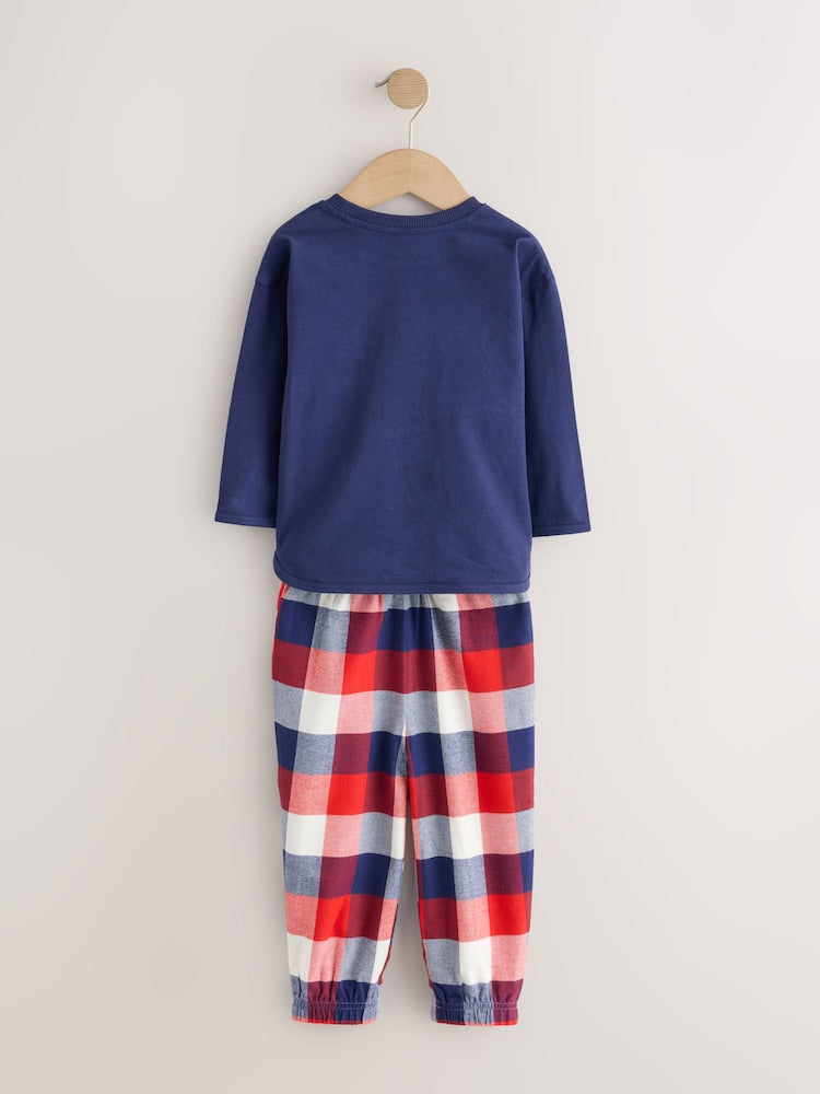 Blue/Navy Emergency Vechiles Check Woven Bottom