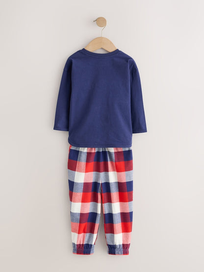 Blue/Navy Emergency Vechiles Check Woven Bottom