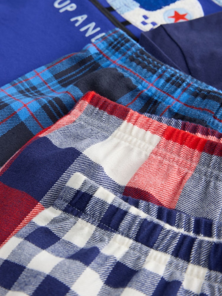 Blue/Navy Emergency Vechiles Check Woven Bottom