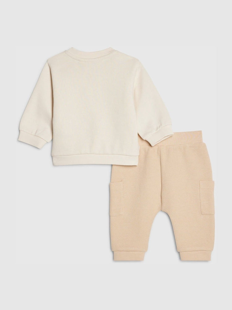 River Island Cream Super Cute Bear Sweatshirt &amp; Jogger Set