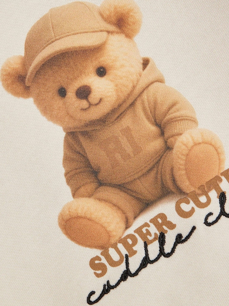 River Island Cream Super Cute Bear Sweatshirt &amp; Jogger Set