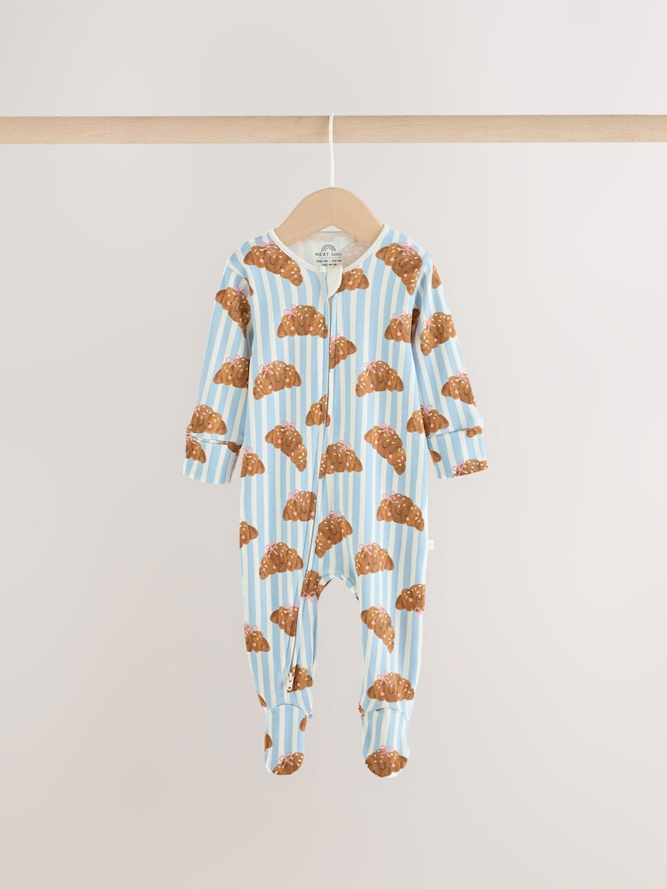 Blue Brunch Two Way Zip Baby Sleepsuits 3 Pack (0mths-3yrs)