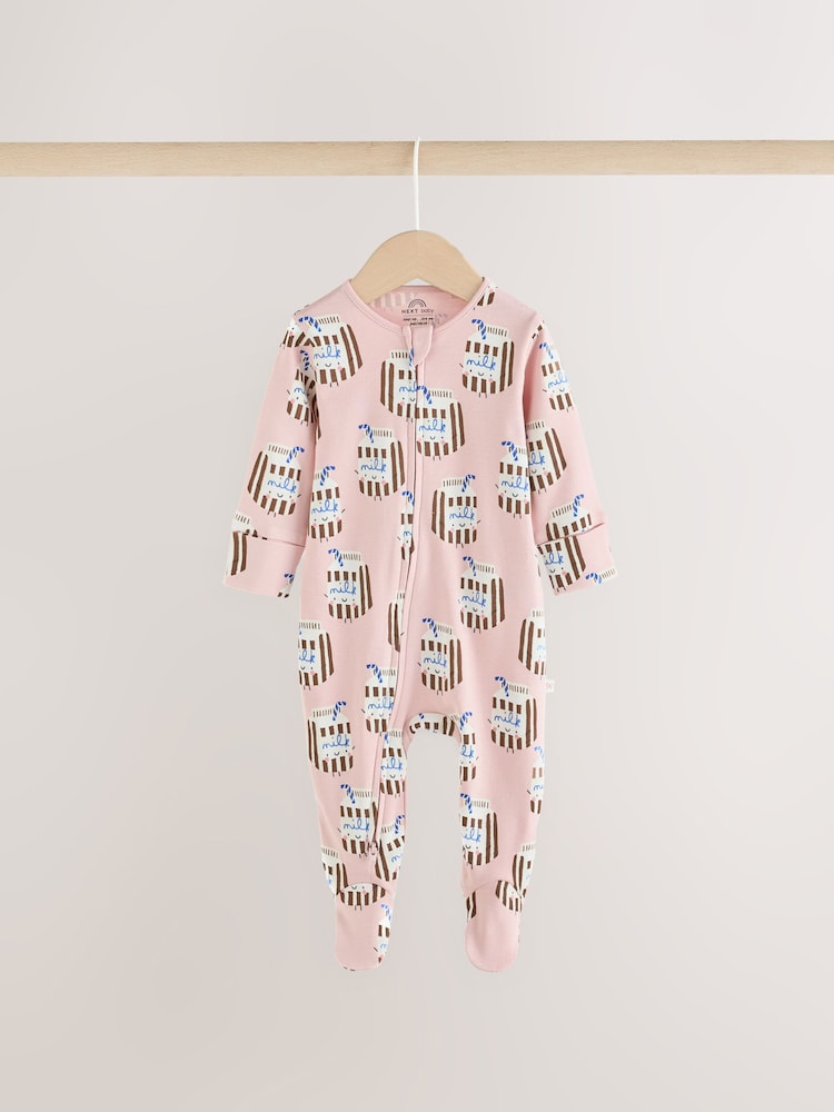 Blue Brunch Two Way Zip Baby Sleepsuits 3 Pack (0mths-3yrs)