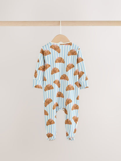 Blue Brunch Two Way Zip Baby Sleepsuits 3 Pack (0mths-3yrs)