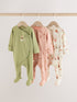 Pink/Green Bunny Wrap Baby Sleepsuits 3 Pack (0mths-3yrs) - Pink/Green Bunny / 12 - 18 Months (80 - 86cm)