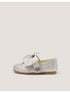 Monsoon Silver Glitter Bow Mary Jane Ballet Flats - Size EU 18 (UK 2)