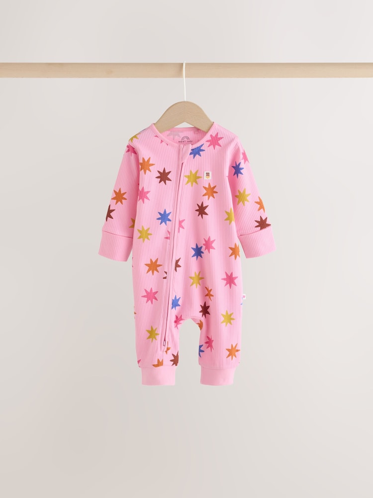 Bright Star Two Way Zip Baby Sleepsuits 3 Pack (0mths-3yrs)