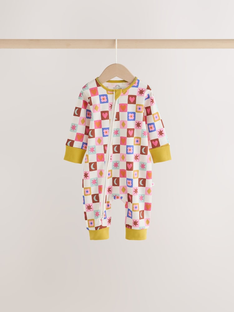 Bright Star Two Way Zip Baby Sleepsuits 3 Pack (0mths-3yrs)