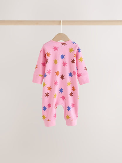 Bright Star Two Way Zip Baby Sleepsuits 3 Pack (0mths-3yrs)