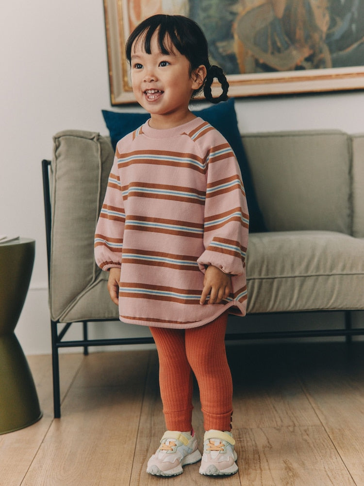Pink/Cream Stripe Sweatshirt and Leggings Set (3mths-7yrs) - Pink/Cream Stripe / 12-18 Months (80-86cm)
