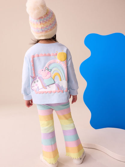Rainbow Peppa Pig Long Sleeve Top and Flare Set (6mths-7yrs) - Rainbow / 12 - 18 Months (80 - 86cm)