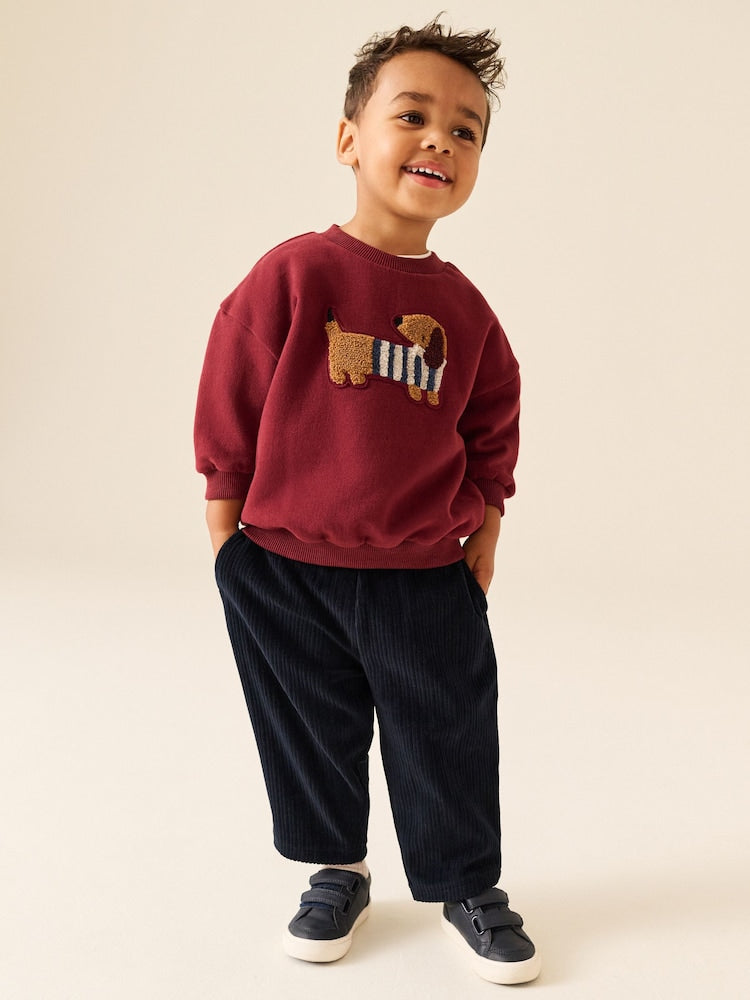Dark Red Crew Neck Joggers Set (3mths-7yrs) - Dark Red Crew Neck / 12-18 Months (80-86cm)