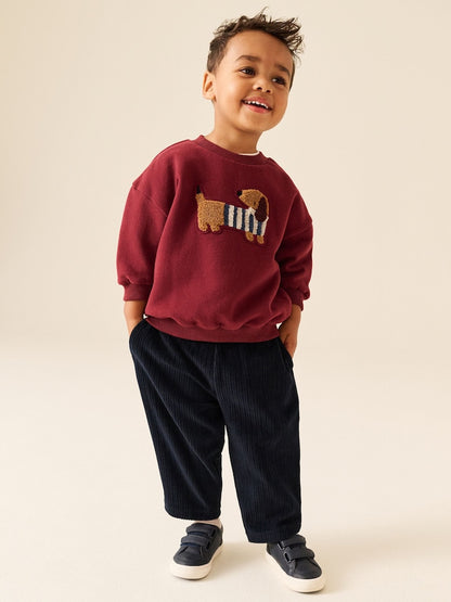 Dark Red Crew Neck Joggers Set (3mths-7yrs) - Dark Red Crew Neck / 12-18 Months (80-86cm)