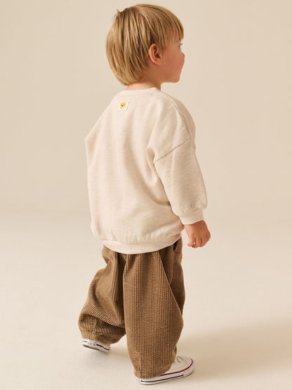 Ecru Bear Printed Crew Neck Sweat Top (3mths-7yrs)
