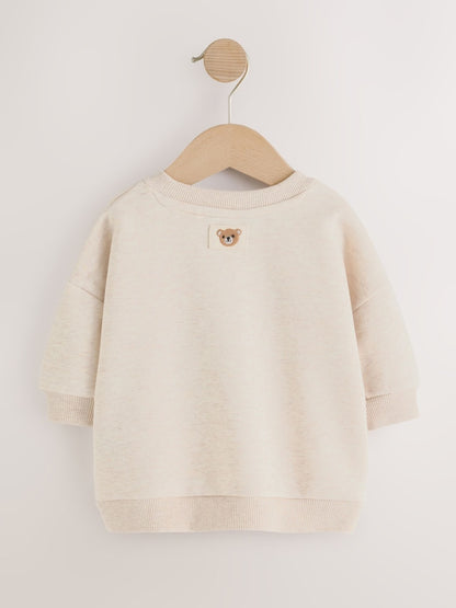 Ecru Bear Printed Crew Neck Sweat Top (3mths-7yrs)