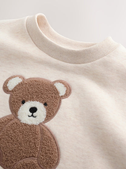 Ecru Bear Printed Crew Neck Sweat Top (3mths-7yrs)