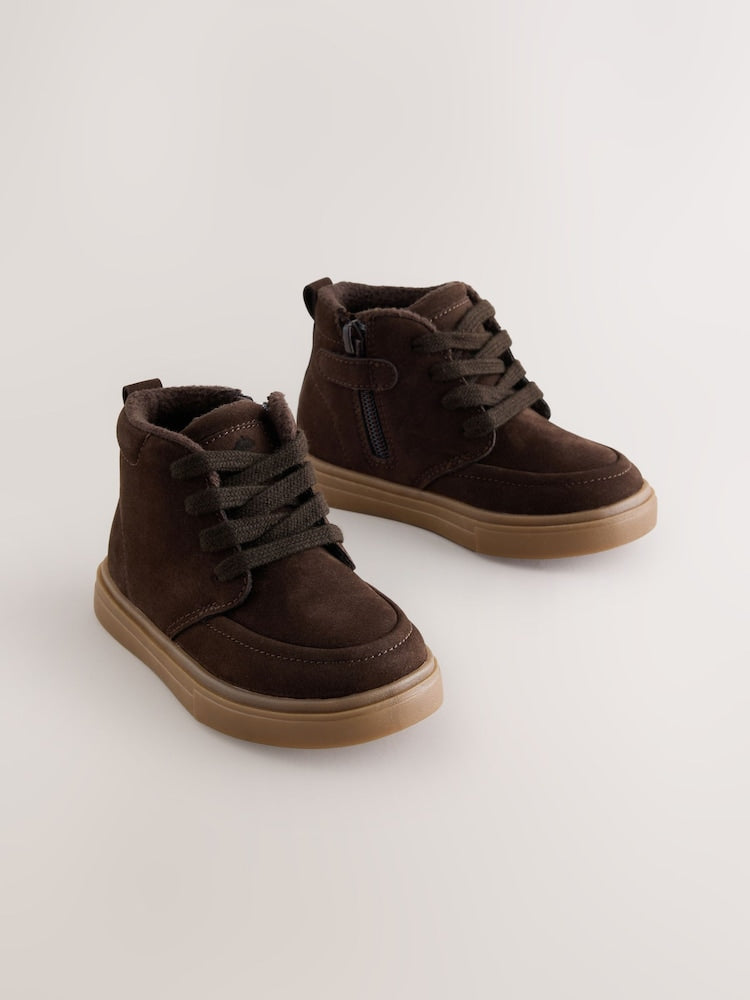 Chocolate Brown Standard Fit (F) Warm Lined Lace up Boots - Size EU 20.5 (UK 4) - Chocolate Brown
