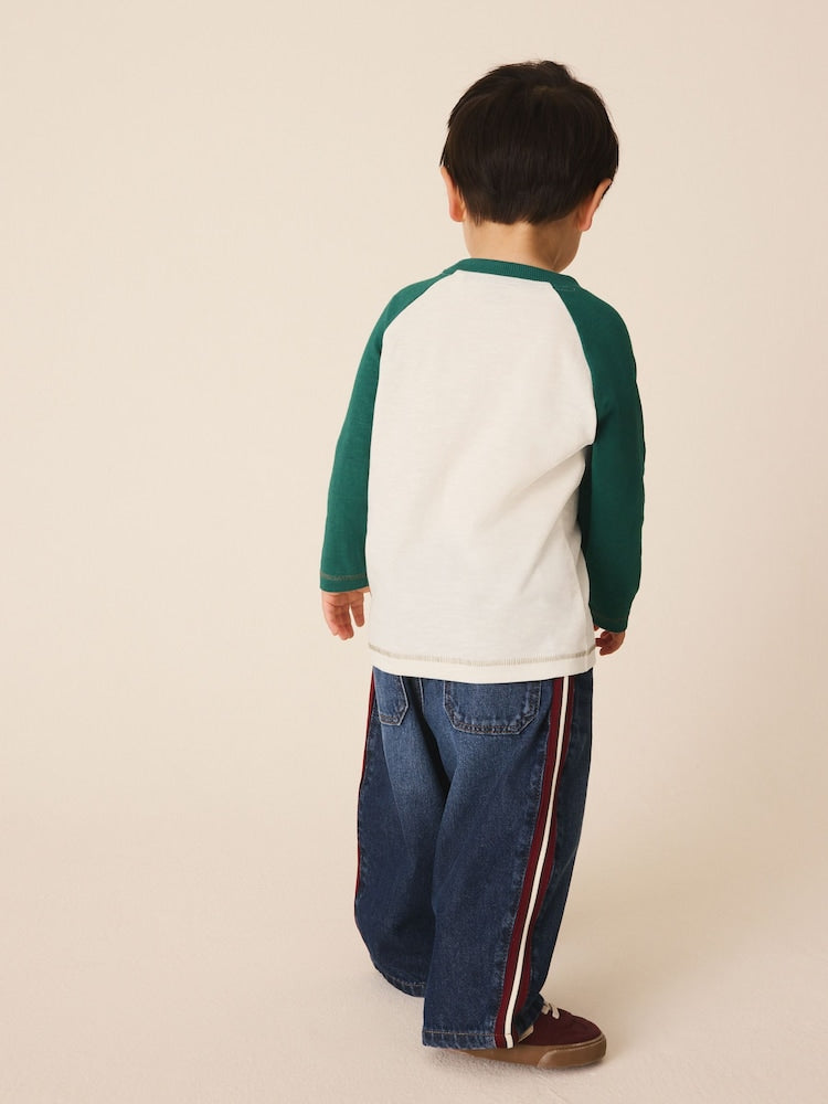 Green/Ecru Ragan Dog Long Sleeve Graphic T-Shirt (3mths-7yrs)