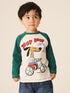 Green/Ecru Ragan Dog Long Sleeve Graphic T-Shirt (3mths-7yrs)