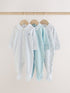 Pale Blue Collar Baby Sleepsuits 3 Pack (0-2yrs) - Pale Blue / Up to 1 Month (50-56cm)