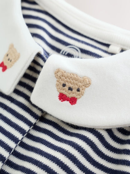 Cream/Red Collared Sleepsuits 3 Pack (0mths-2yrs)