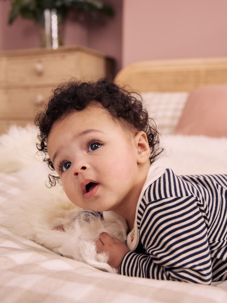 Cream/Red Collared Sleepsuits 3 Pack (0mths-2yrs)