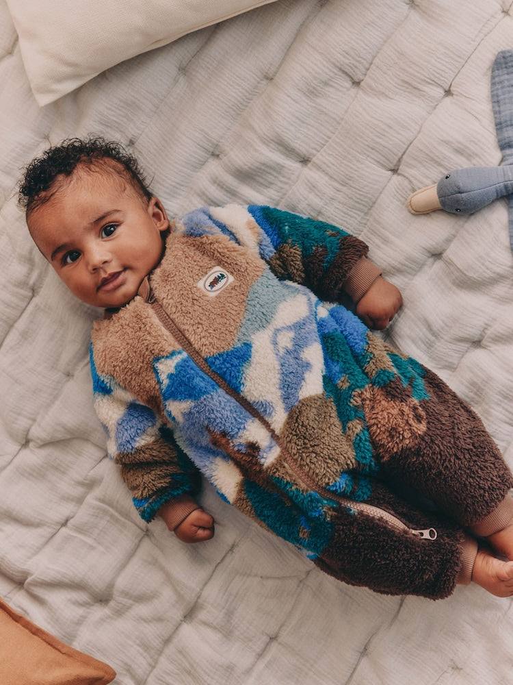 Brown Bear Borg Two Way Zip Sleepsuit - Brown Bear / 12 - 18 Months (80 - 86cm)