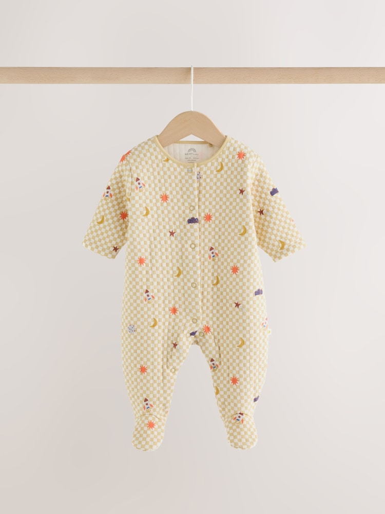 Navy/Yellow Space Quilted Sleepsuits 2 Pack