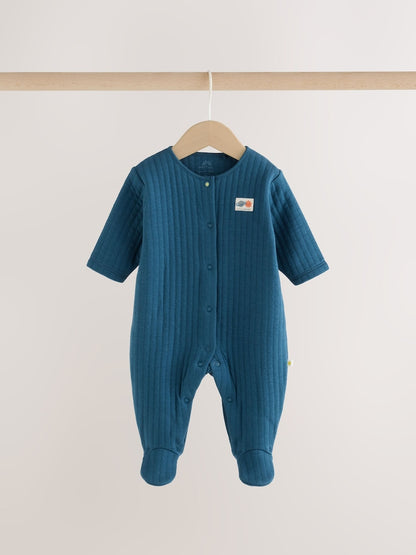 Navy/Yellow Space Quilted Sleepsuits 2 Pack