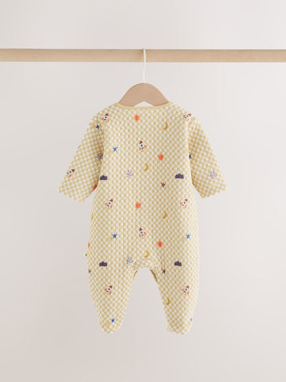 Navy/Yellow Space Quilted Sleepsuits 2 Pack