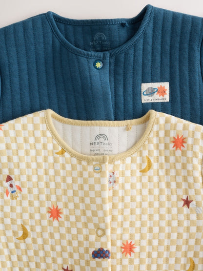 Navy/Yellow Space Quilted Sleepsuits 2 Pack