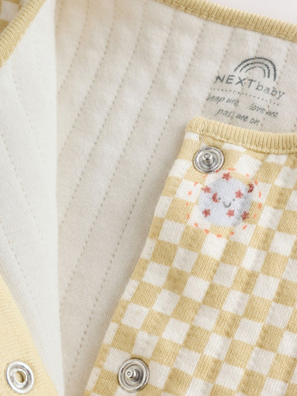 Navy/Yellow Space Quilted Sleepsuits 2 Pack