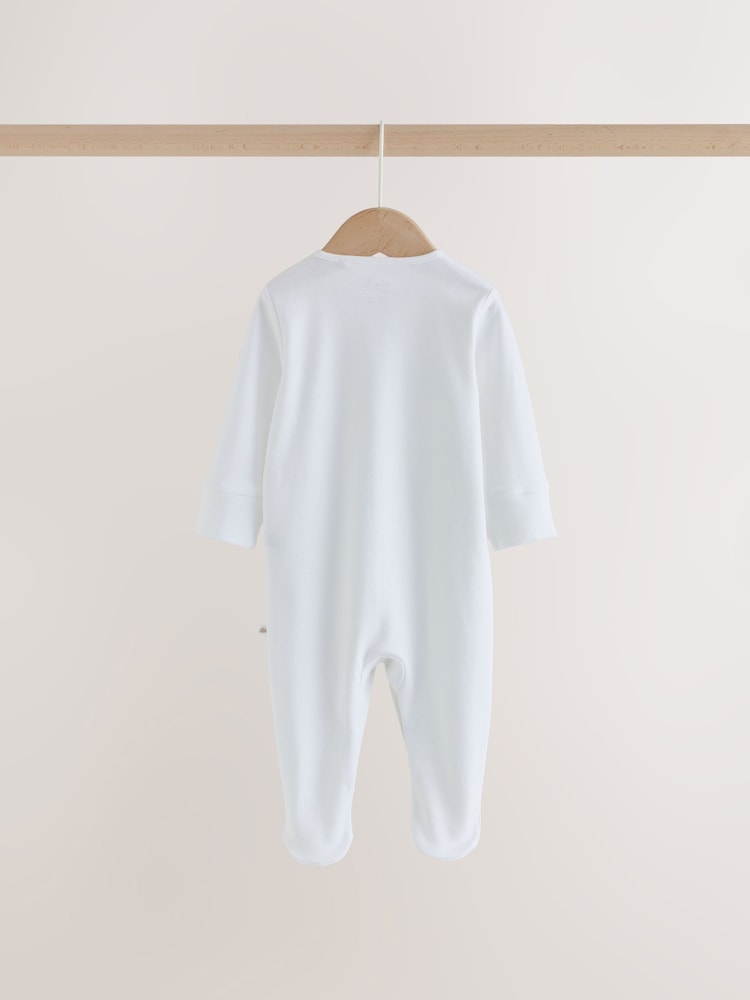 White Mini Safari Animals 7 Pack Baby Sleepsuits (0-2yrs)