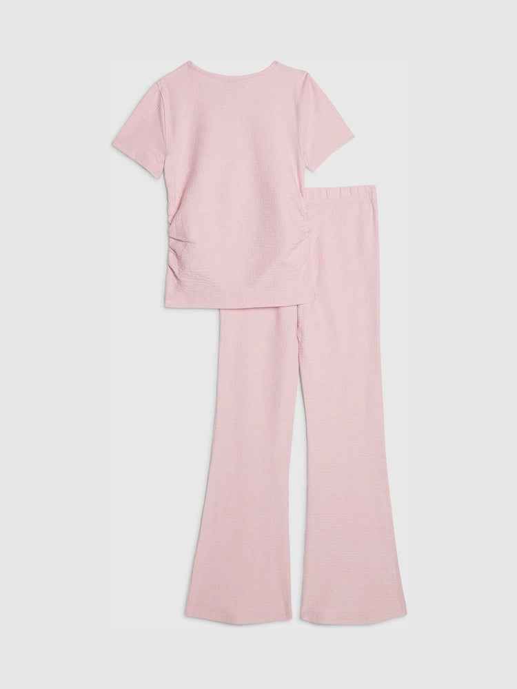 River Island Pink Texture Baby T-Shirt &amp; Kickflare Set