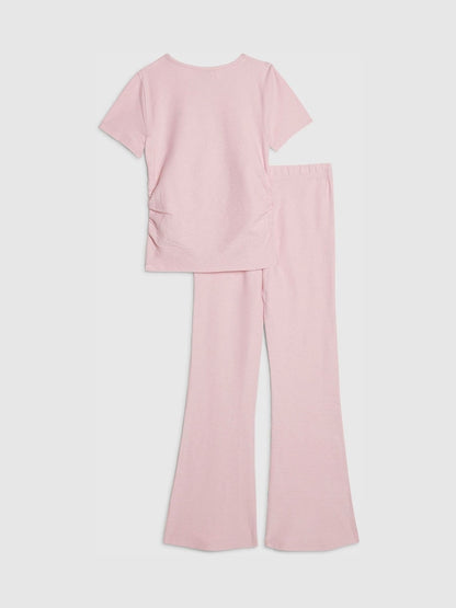 River Island Pink Texture Baby T-Shirt &amp; Kickflare Set