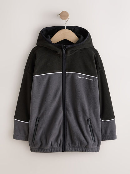 Black Zip Through Hooded Fleece (3-16yrs)