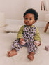 Purple/Green Leopard Print Long Sleeve Bodysuit And Woven Dungarees Set 2 Piece (0mths-2yrs) - Purple/Green Leopard Print / 12 - 18 Months (80 - 86cm)