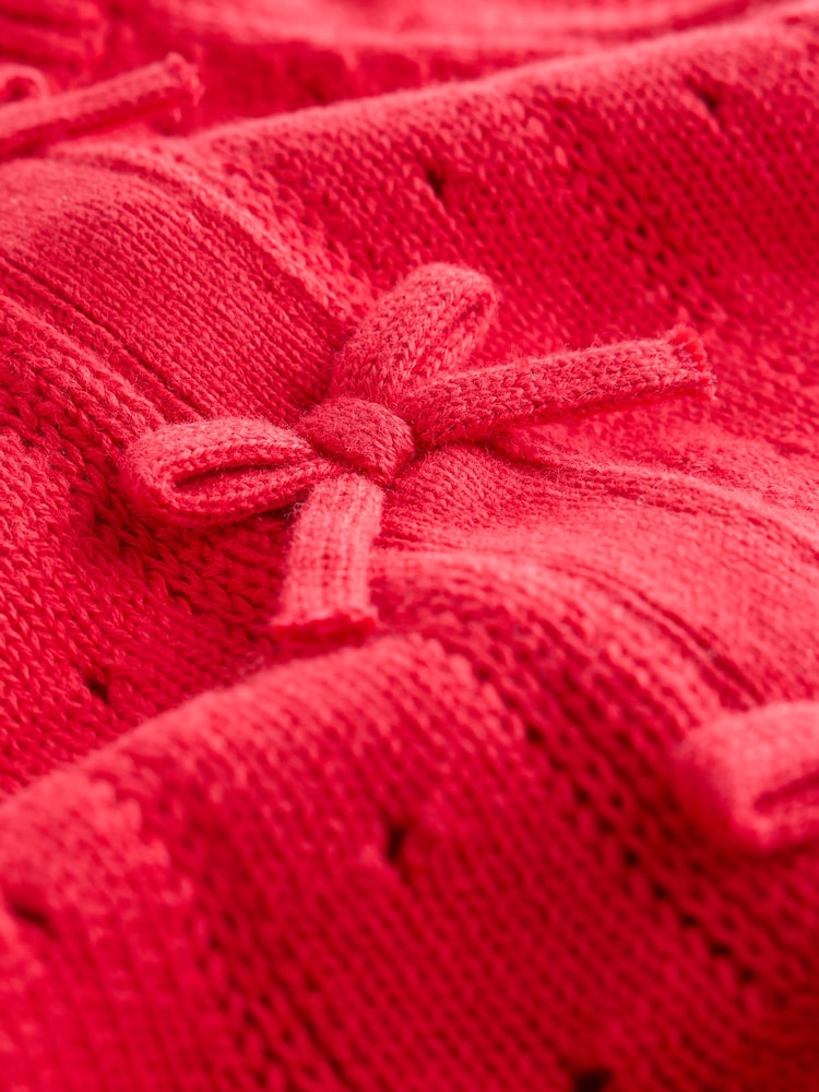 Red Frill Knitted Bow Baby Cardigan &amp; Leggings Set 2 Piece (0mths-2yrs)