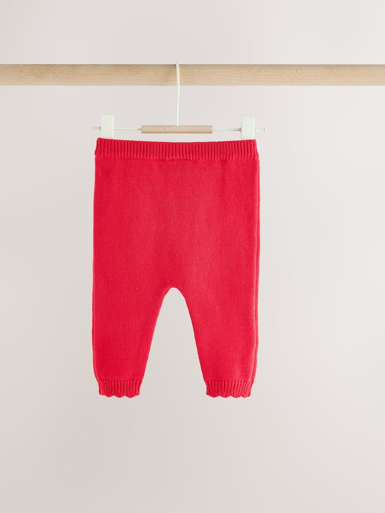 Red Frill Knitted Bow Baby Cardigan &amp; Leggings Set 2 Piece (0mths-2yrs)