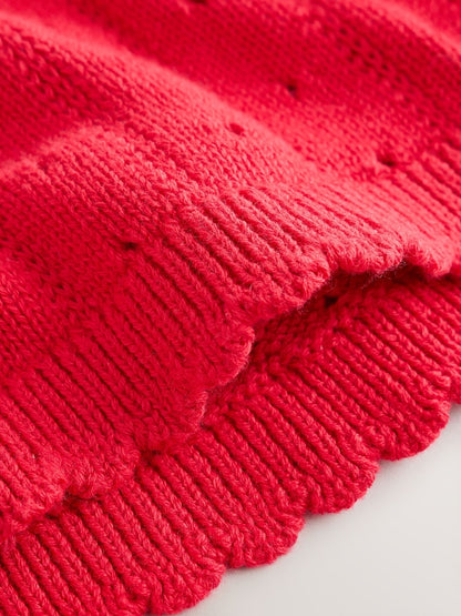 Red Frill Knitted Bow Baby Cardigan &amp; Leggings Set 2 Piece (0mths-2yrs)