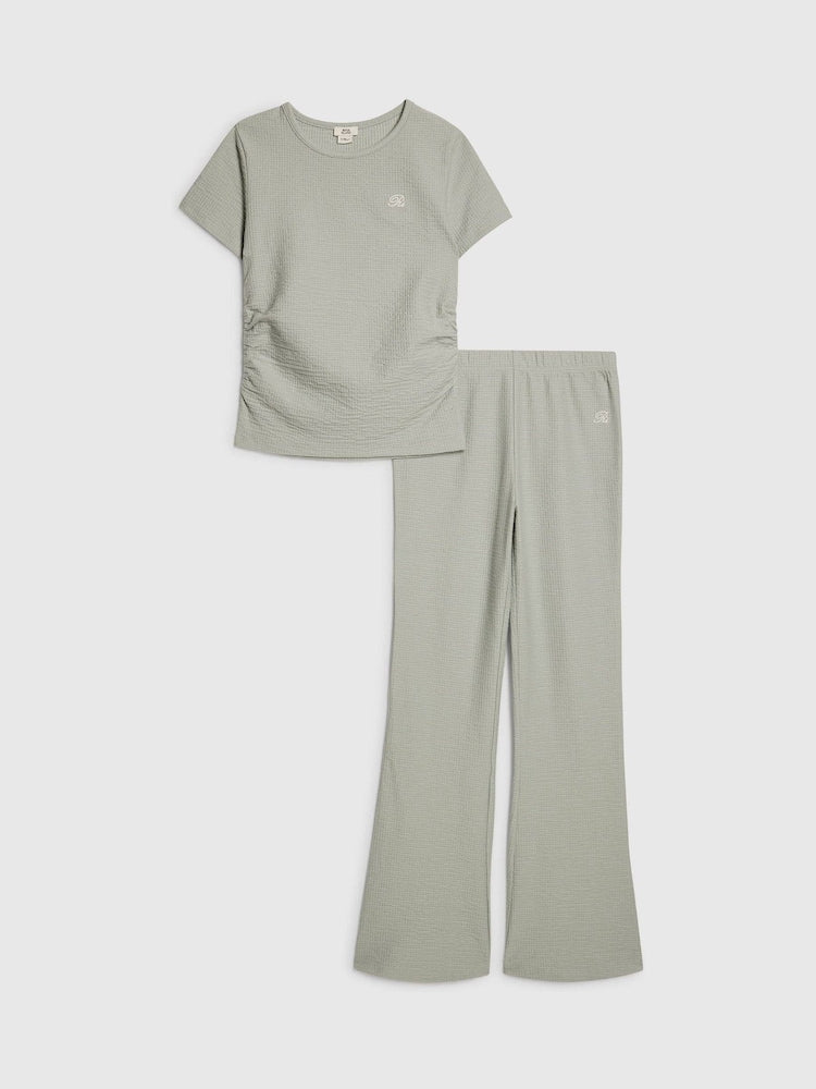 River Island Green Texture Baby T-Shirt &amp; Kickflare Set
